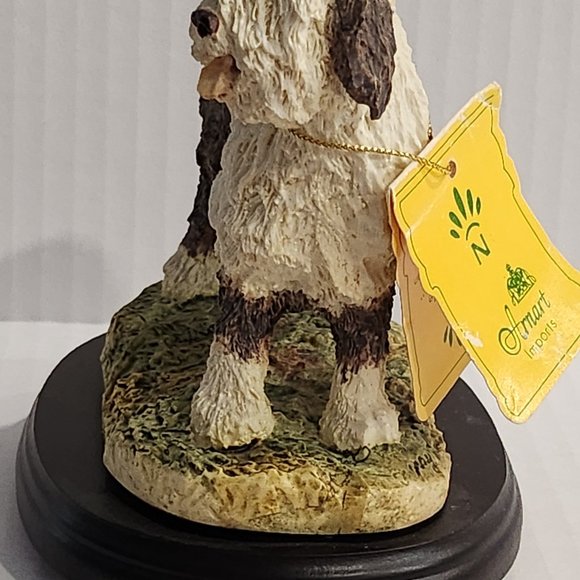 Vintage Arnart Imports Capidimonte Style Sheepdog Figurine on Wood Base - Picture 2 of 6